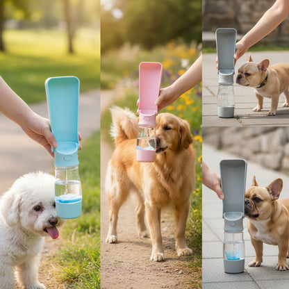 Portable Pet Hydration Bottle with Built-In Bowl & Bag Storage