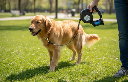 Retractable Dog leash with Garbage Bag Attachment